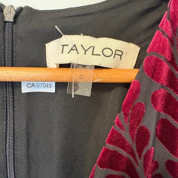 Taylor Dolman Sleeve Velvet Burnout Dress NEW Burgundy Flowy Fall Leaves Classic - Picture 6 of 15